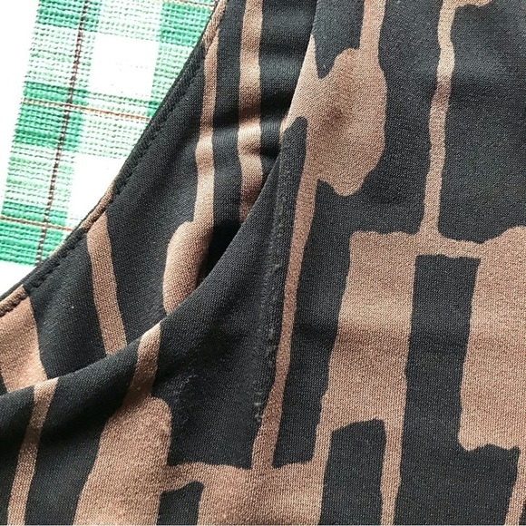 MICHAEL Michael Kors Petite L sleeveless Blouson Black Brown print Dress Large - Picture 13 of 15